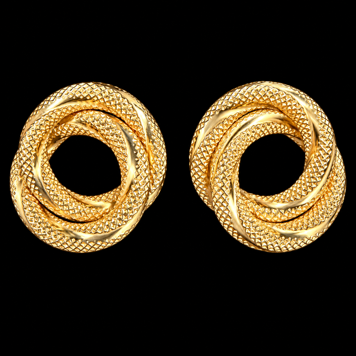 Celestia Diamond-Cut Infinity Knot Stud Earrings in 10K Yellow Gold