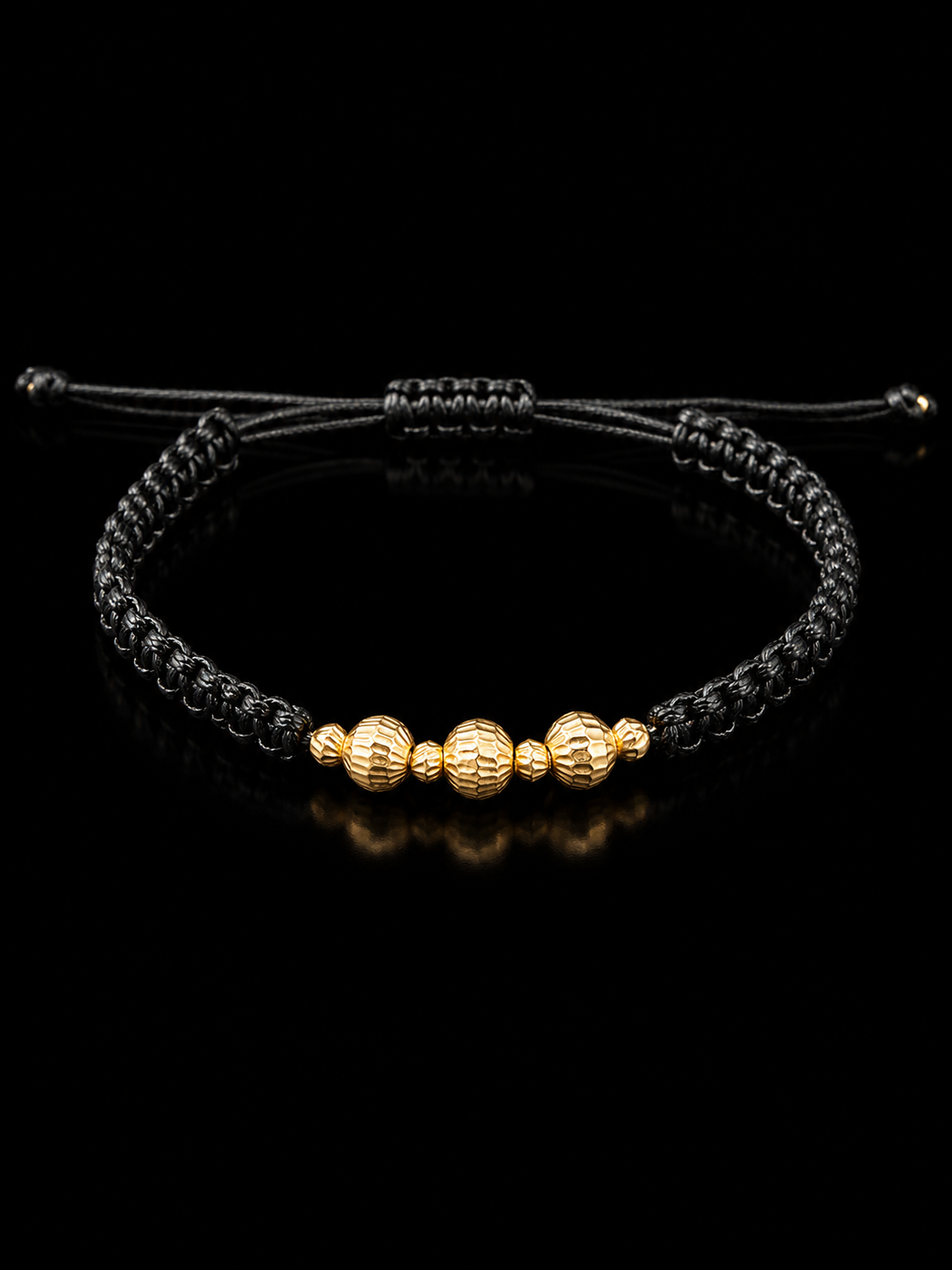 18K Gold Textured Bead Macramé Bracelet