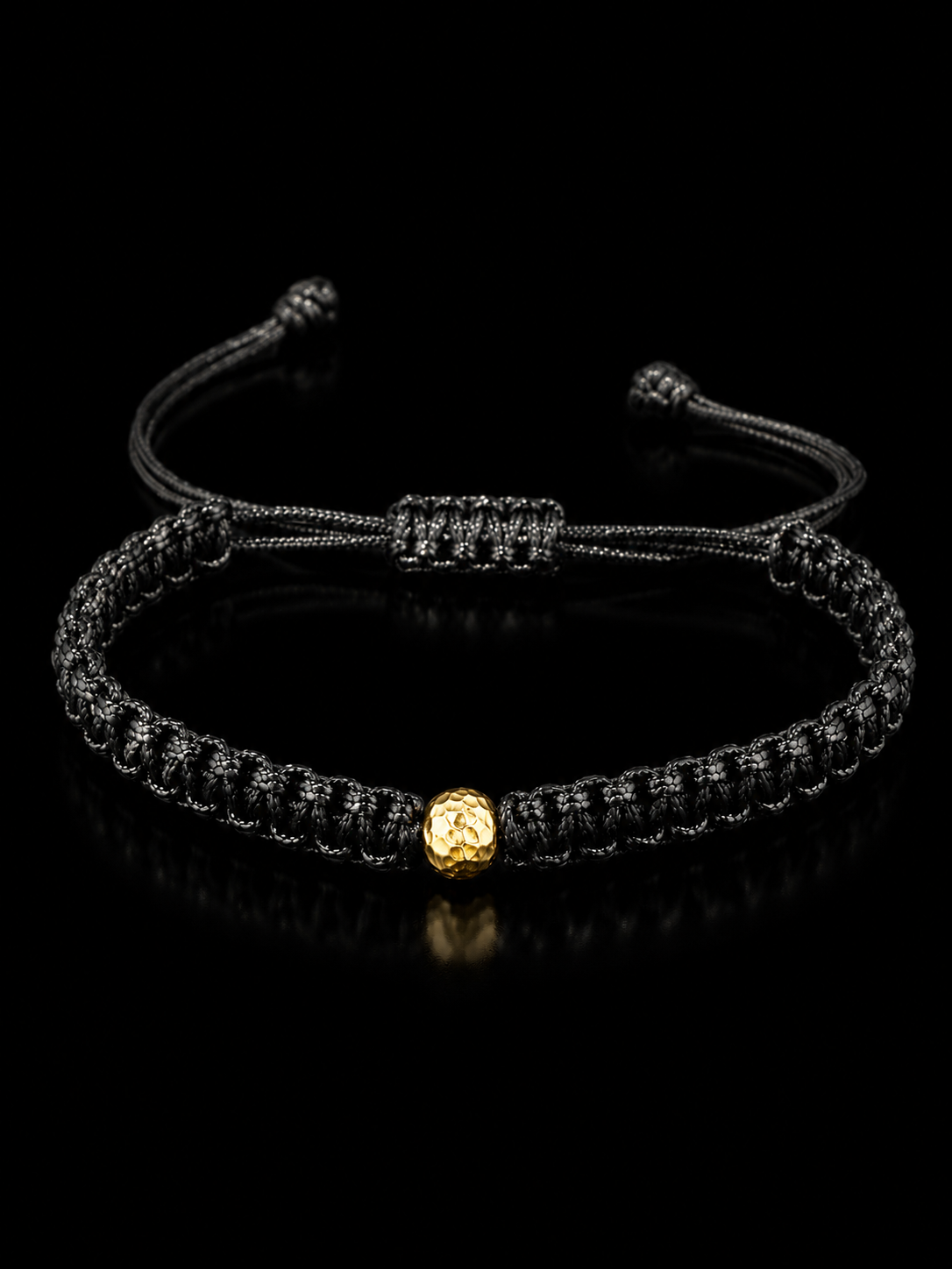 18K Gold Hammered Bead Macramé Bracelet