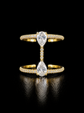 925S Gold-Plated Pear Duet Open Ring | CZ Pavé | Size 7