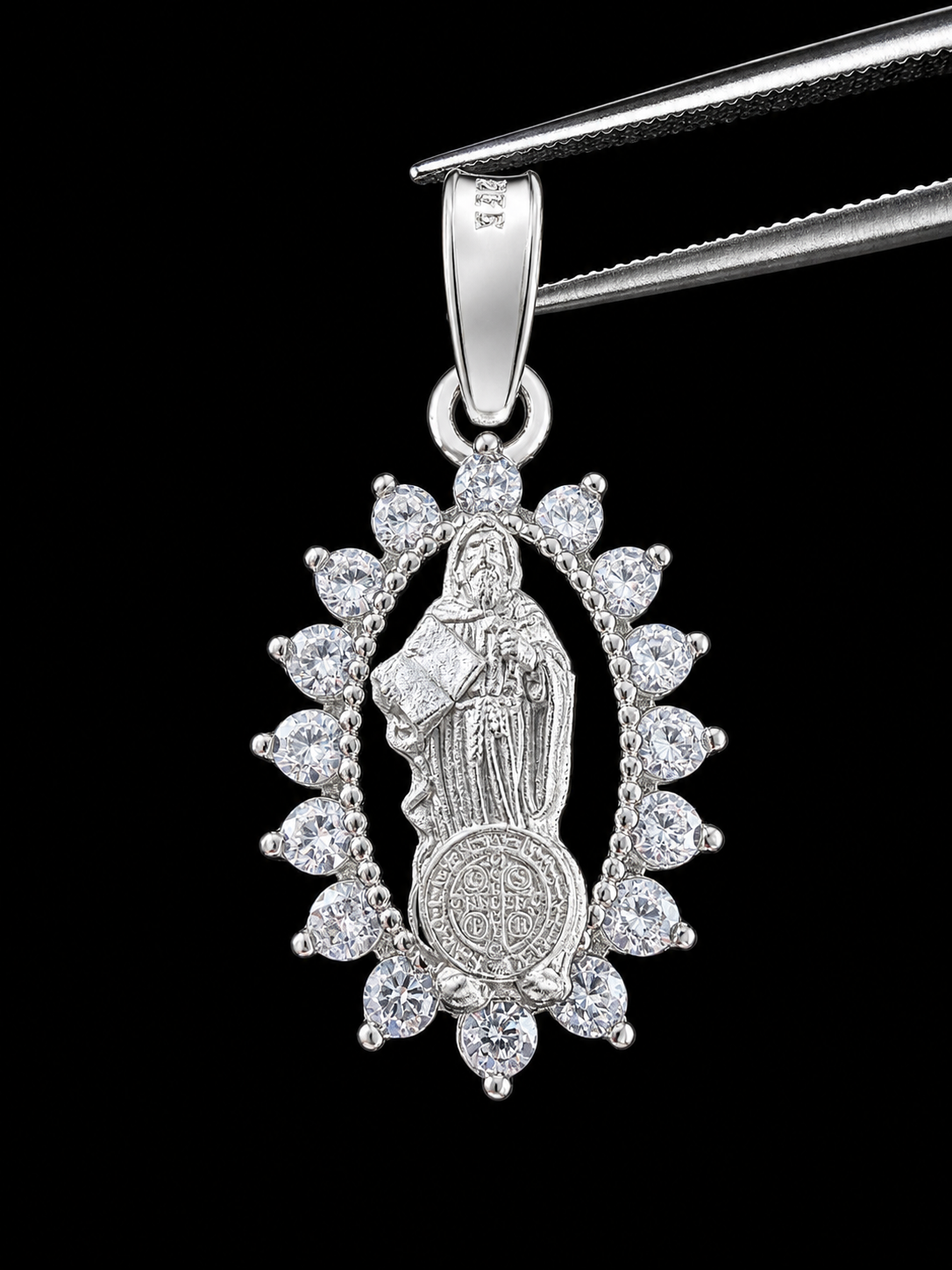 Saint Benedict Halo Pendant – 925S