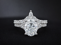 925S  Oval Halo Moissanite Engagement Ring Set 3 CTW Size 7