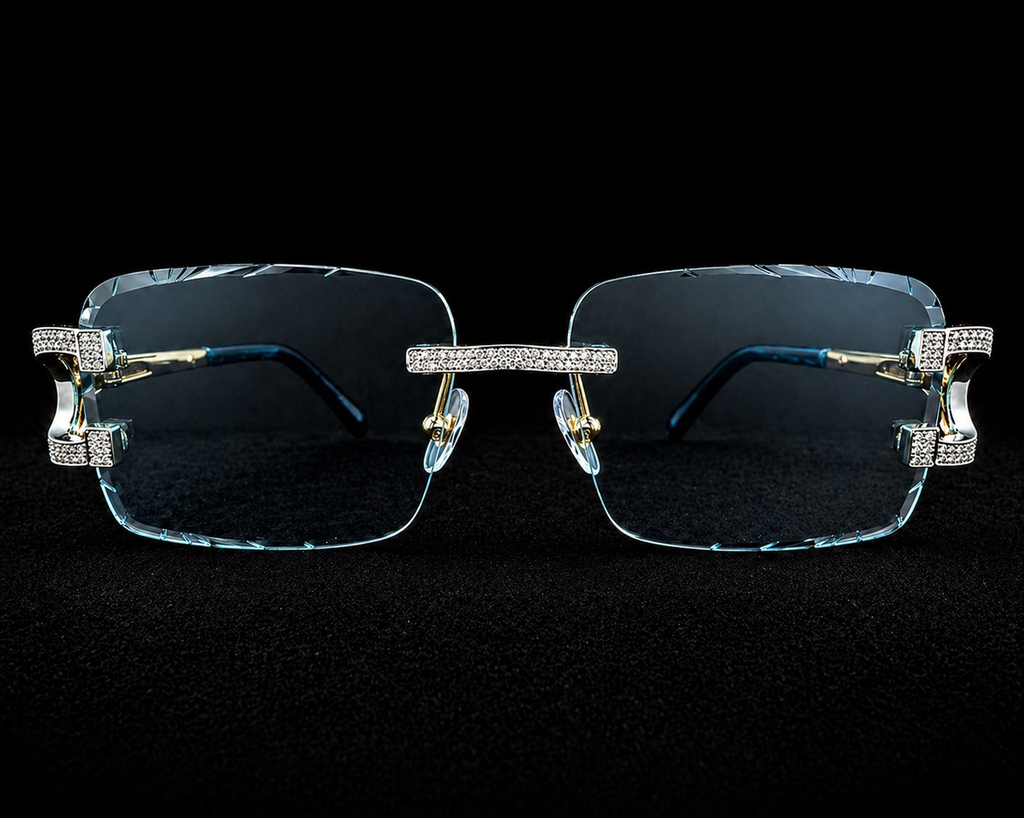 925S Moissanite Iced-Out Rimless Glasses