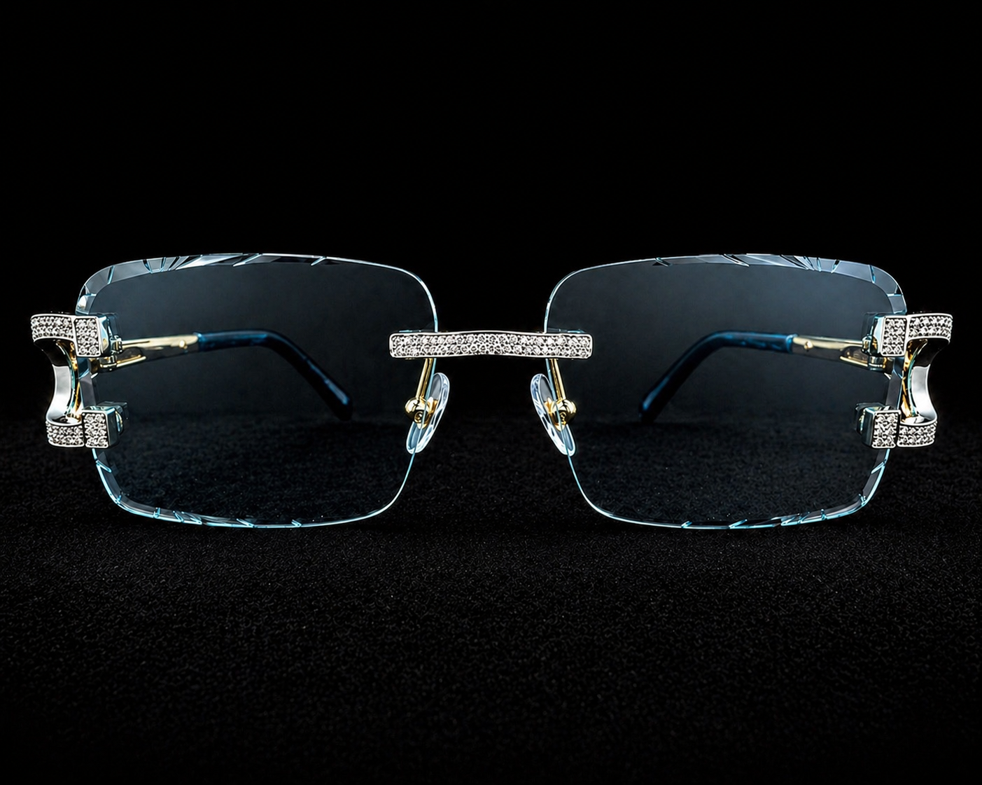 925S Moissanite Iced-Out Rimless Glasses