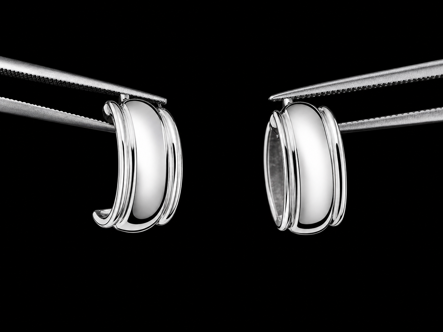 Bold Double Ridge Hoop Earrings – 925S