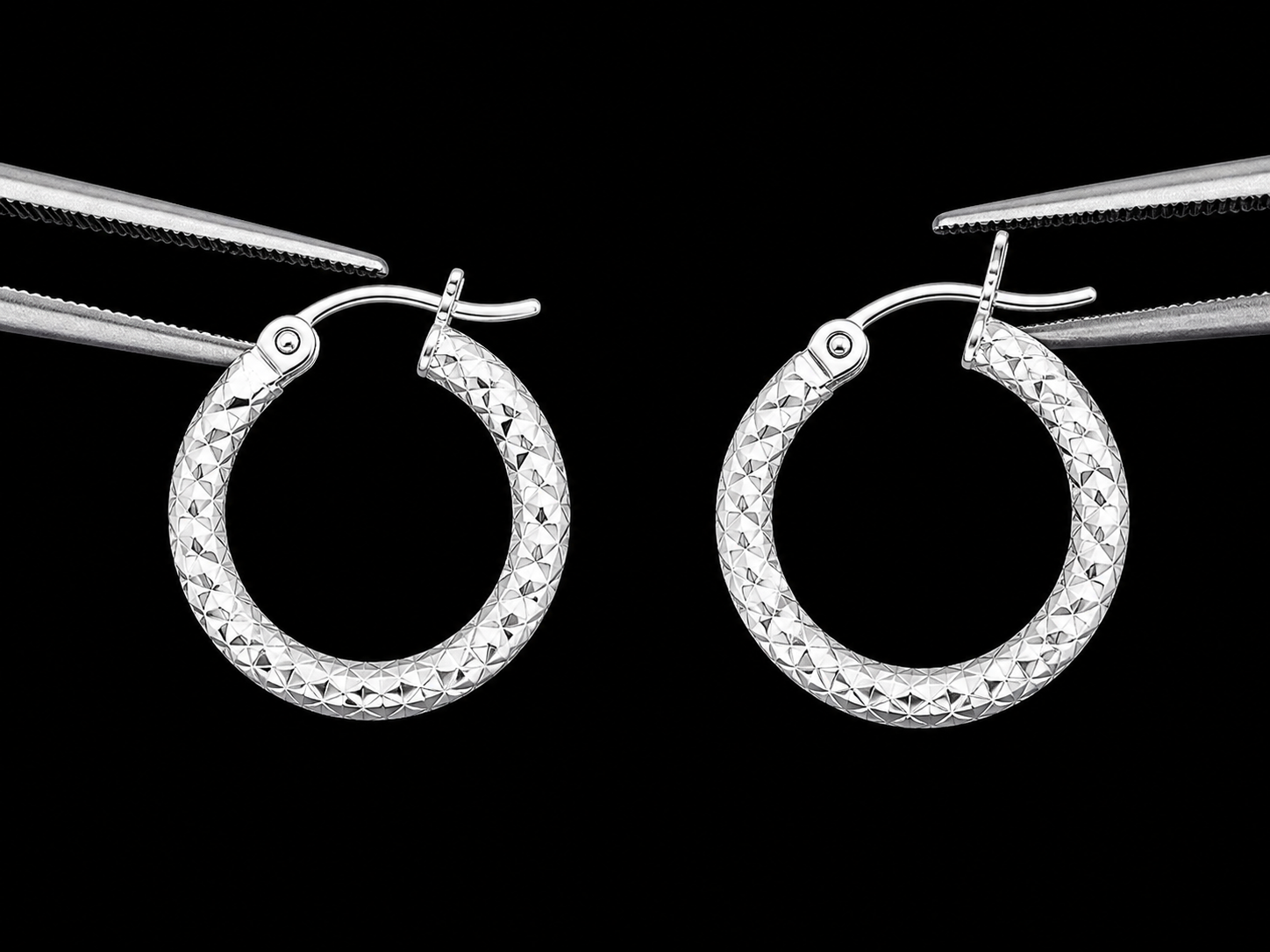 Diamond-Cut Hoop Earrings – 925S | 3MM