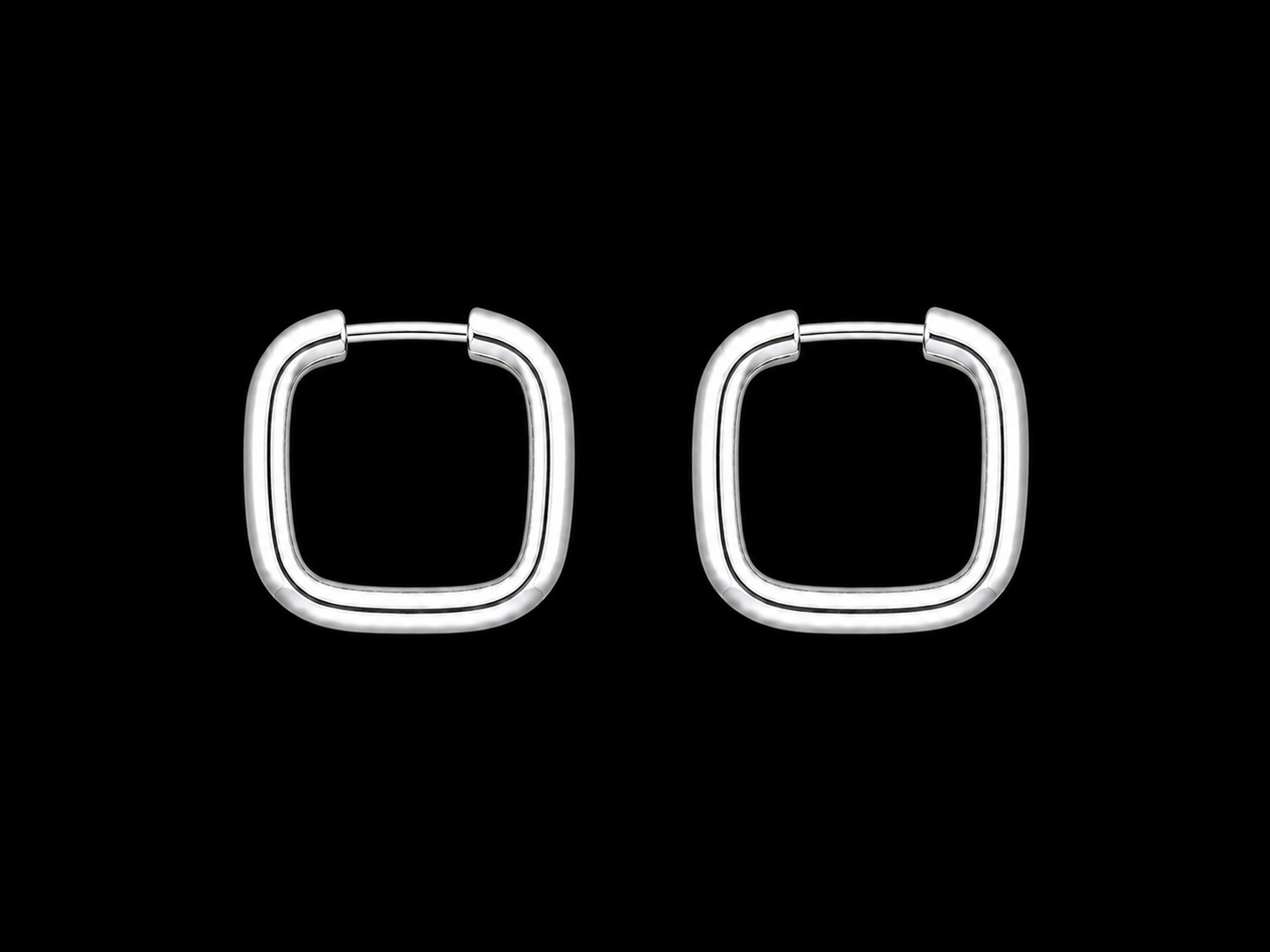 Mini Square Hoop Earrings – 925S