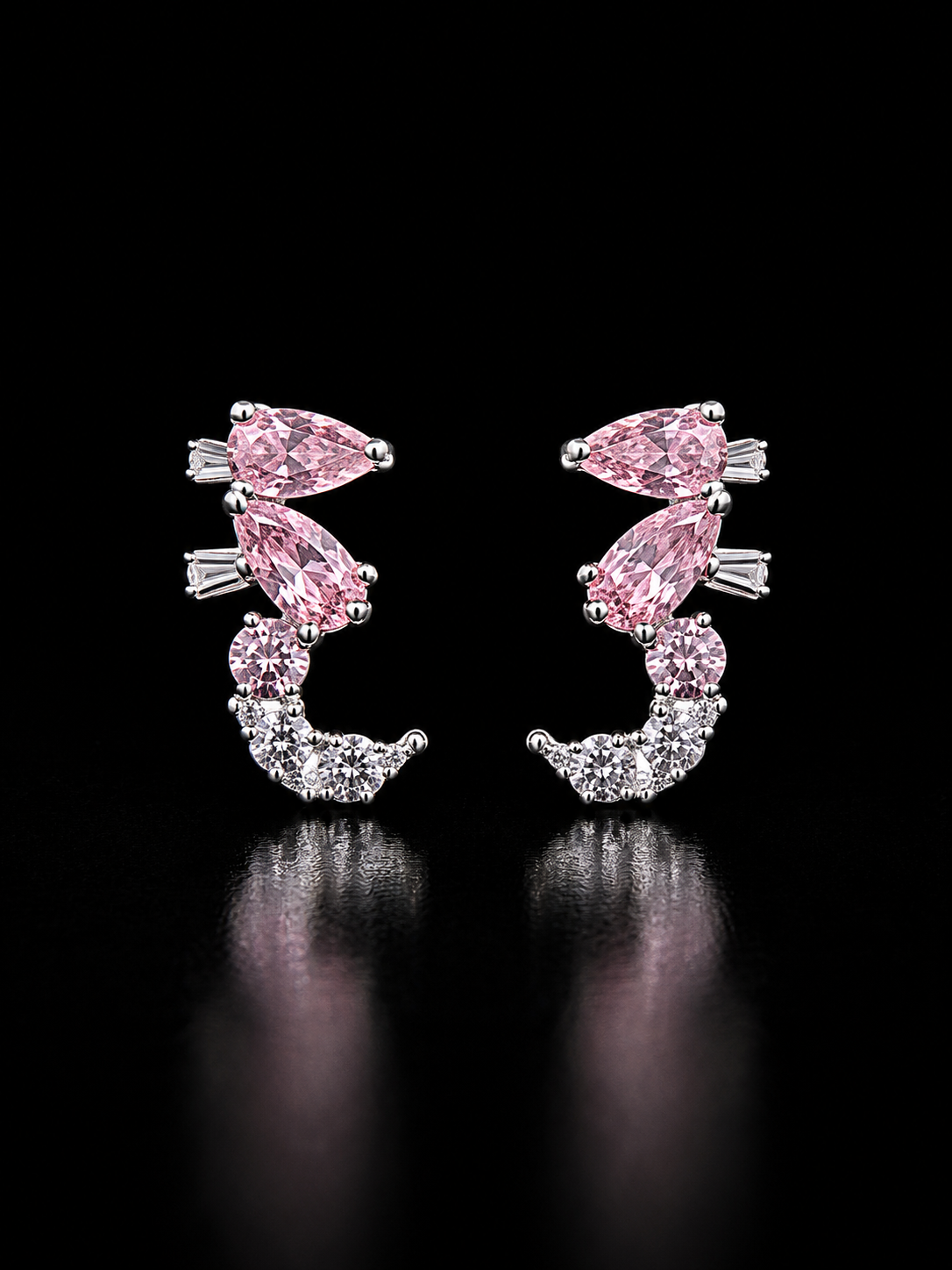 Pink CZ Statement Earrings – 925S