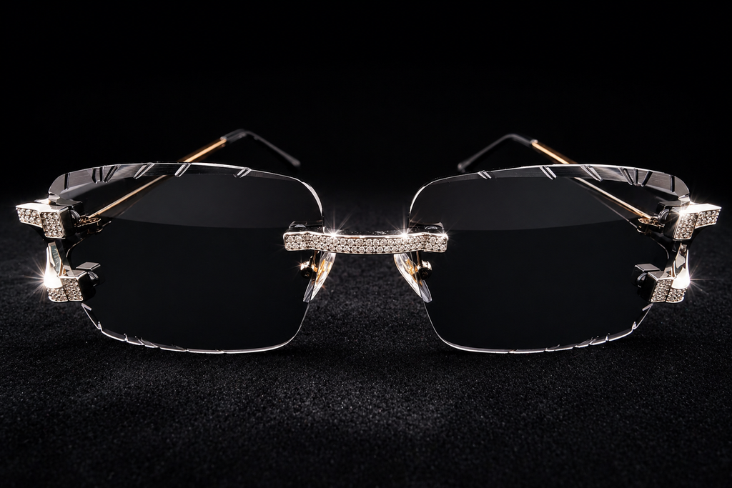 925S Moissanite Iced-Out Rimless Glasses