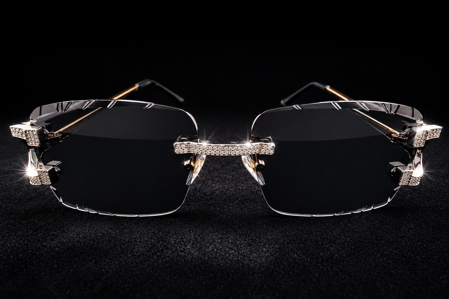 925S Moissanite Iced-Out Rimless Glasses