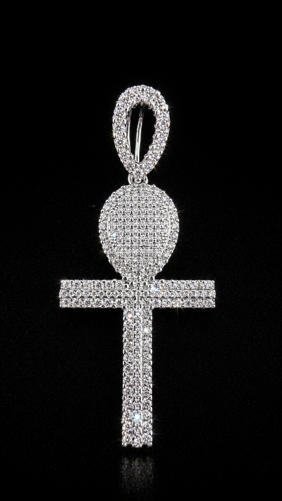 Ankh Cross Iced Pendant – Moissanite | 925S