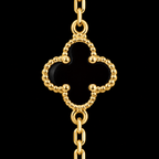 S7" | Midnight Clover Black Five-Motif Bracelet in 10K Yellow Gold