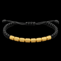 18K Yellow Gold Textured Bead Black Macramé Bracelet