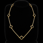 S18.5" | Noir Éternel Seven-Motif Black Clover Necklace in 10K Yellow Gold