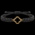 18K Yellow Gold Black Quatrefoil Macramé Bracelet – 1.10g
