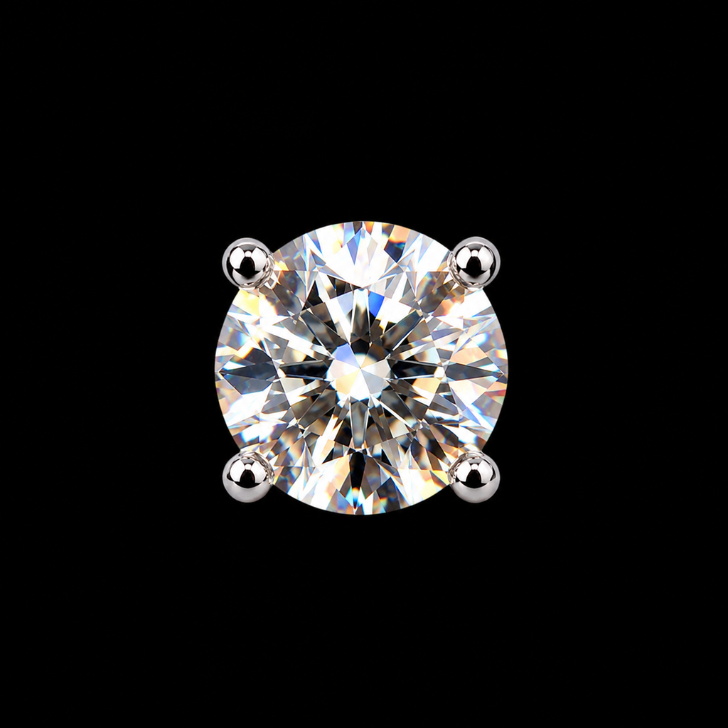 Lusso Brillante Round Moissanite Stud Earrings – 925 Sterling Silver