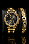 Citizen Eco-Drive Crystal Gold Chronograph Watch Set