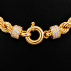 5mm, 18" | 10K Yellow Gold Rope Chain Necklace with CZ Accents