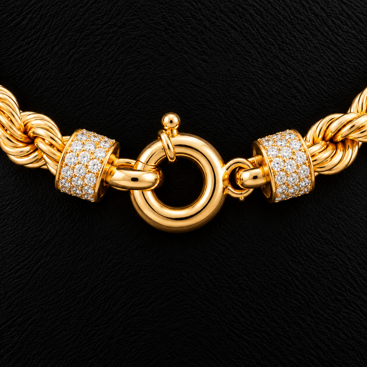5mm, 18" | 10K Yellow Gold Rope Chain Necklace with CZ Accents