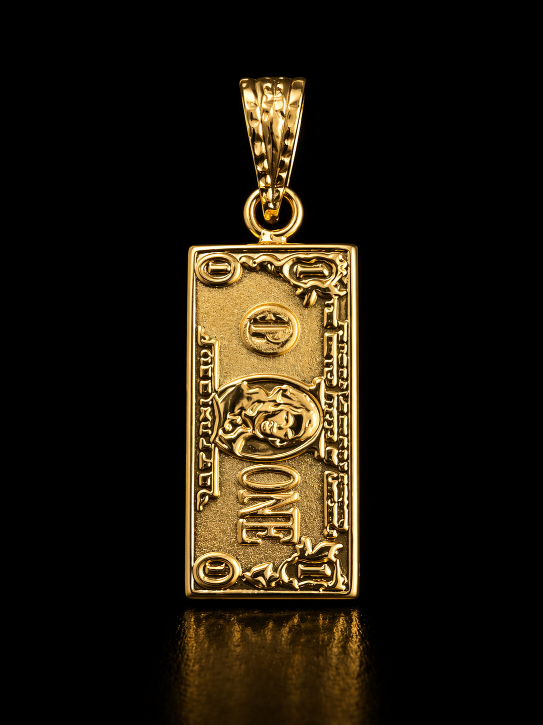 18K Italian Gold One Dollar Bill Pendant – Money Icon Luxury Charm 2CM