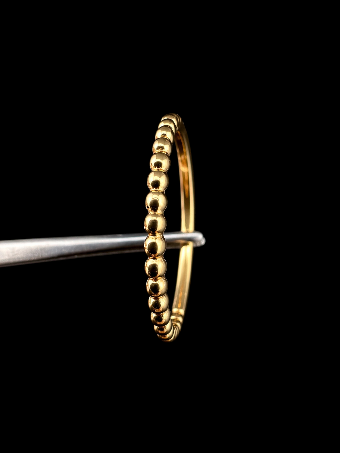 18K Colombian Gold Beaded Ring – Minimalist Luxury Stack Ring (Size 7)