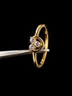 18K Colombian Gold Triple Zirconia Heart Ring – Minimal Luxury Stack Ring (Size 5.5)