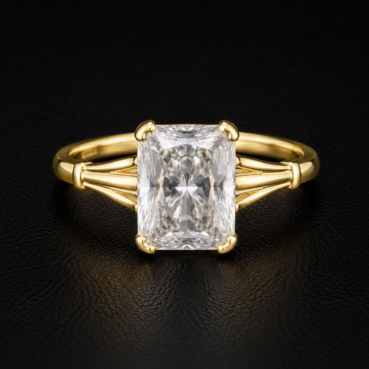 S7 | 10K Yellow Gold Radiant-Cut Cubic Zirconia Solitaire Ring