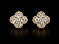 925S Gold Plated Clover Moissanite Stud Earrings - 0.57 CTW VVSD