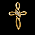 10K Gold Diamond Twisted Cross Pendant