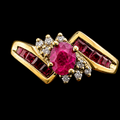10K Gold Natural Ruby & Diamond Statement Ring | Size 7