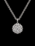 14K White Gold Diamond Cluster Pendant Necklace – 18"