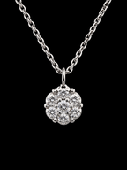 14K White Gold Diamond Cluster Pendant Necklace – 18"