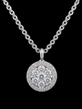 14K White Gold Diamond Halo Cluster Necklace – 18"