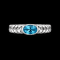 925S Oval Blue Topaz Statement Ring – Size 7