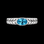 925S Oval Blue Topaz Statement Ring – Size 7