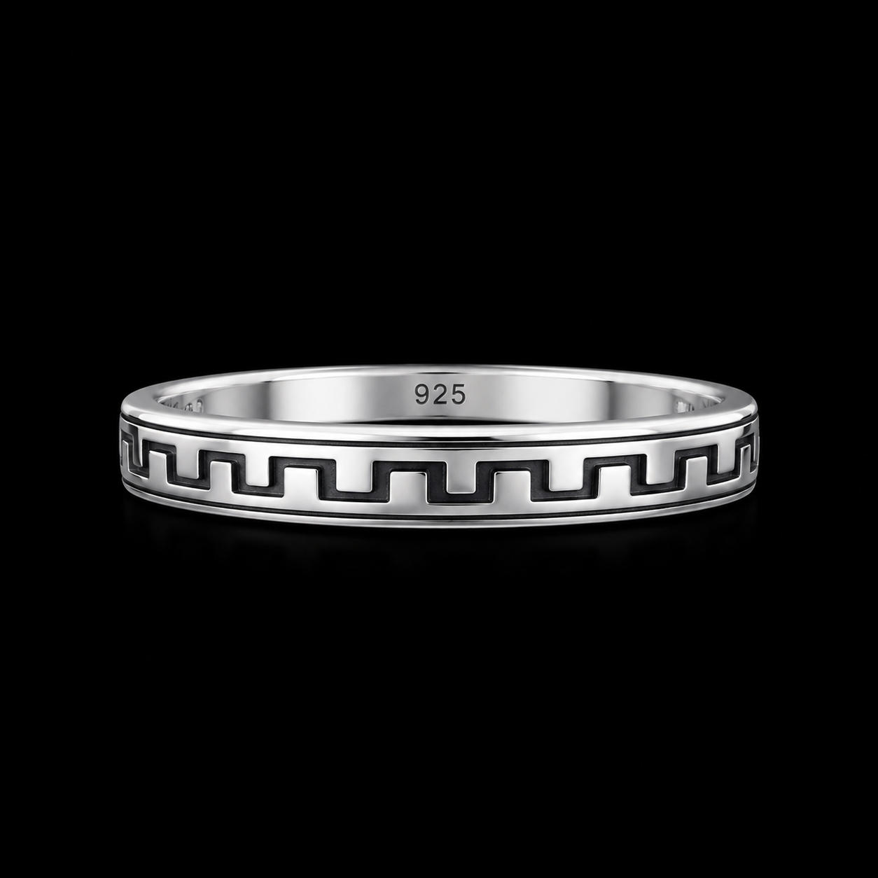 925S Greek Key Band Ring – Size 8