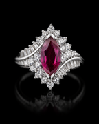 925S Pink & White Sapphire Marquise Halo Statement Ring