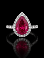 925S Pear-Cut Crimson Crystal Halo Ring SIZE 6