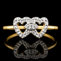 10K Two-Tone Diamond Double Heart Promise Ring