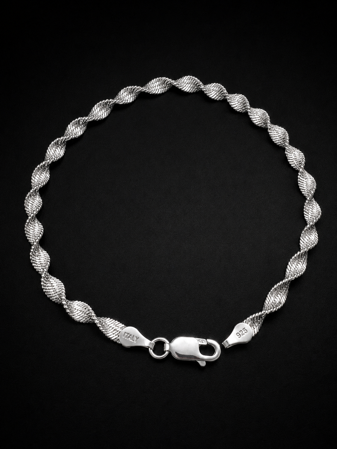 925 Italian Sterling Silver Twisted Mesh Bracelet