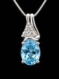20" | 925 Sterling Silver Blue Topaz Pendant Necklace