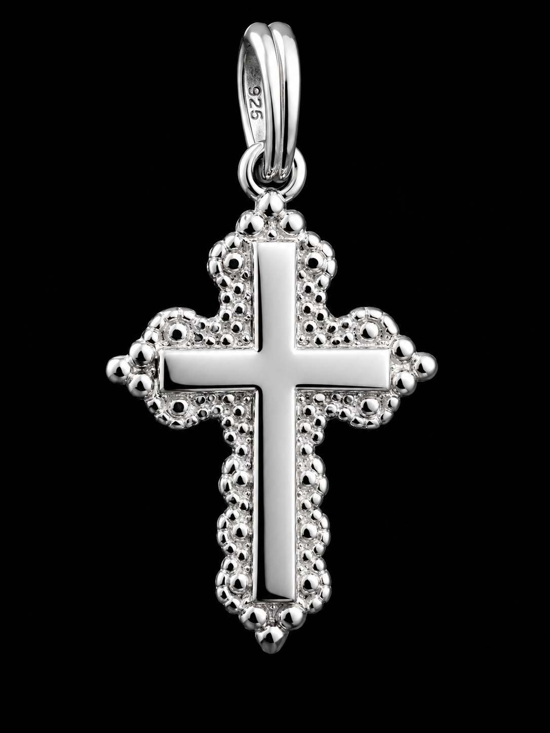 925 Sterling Silver Beaded Cross Pendant