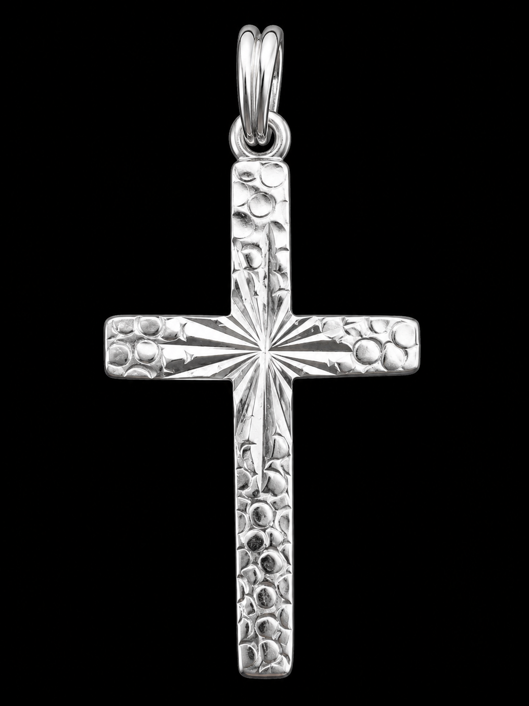 925 Sterling Silver Diamond-Cut Cross Pendant