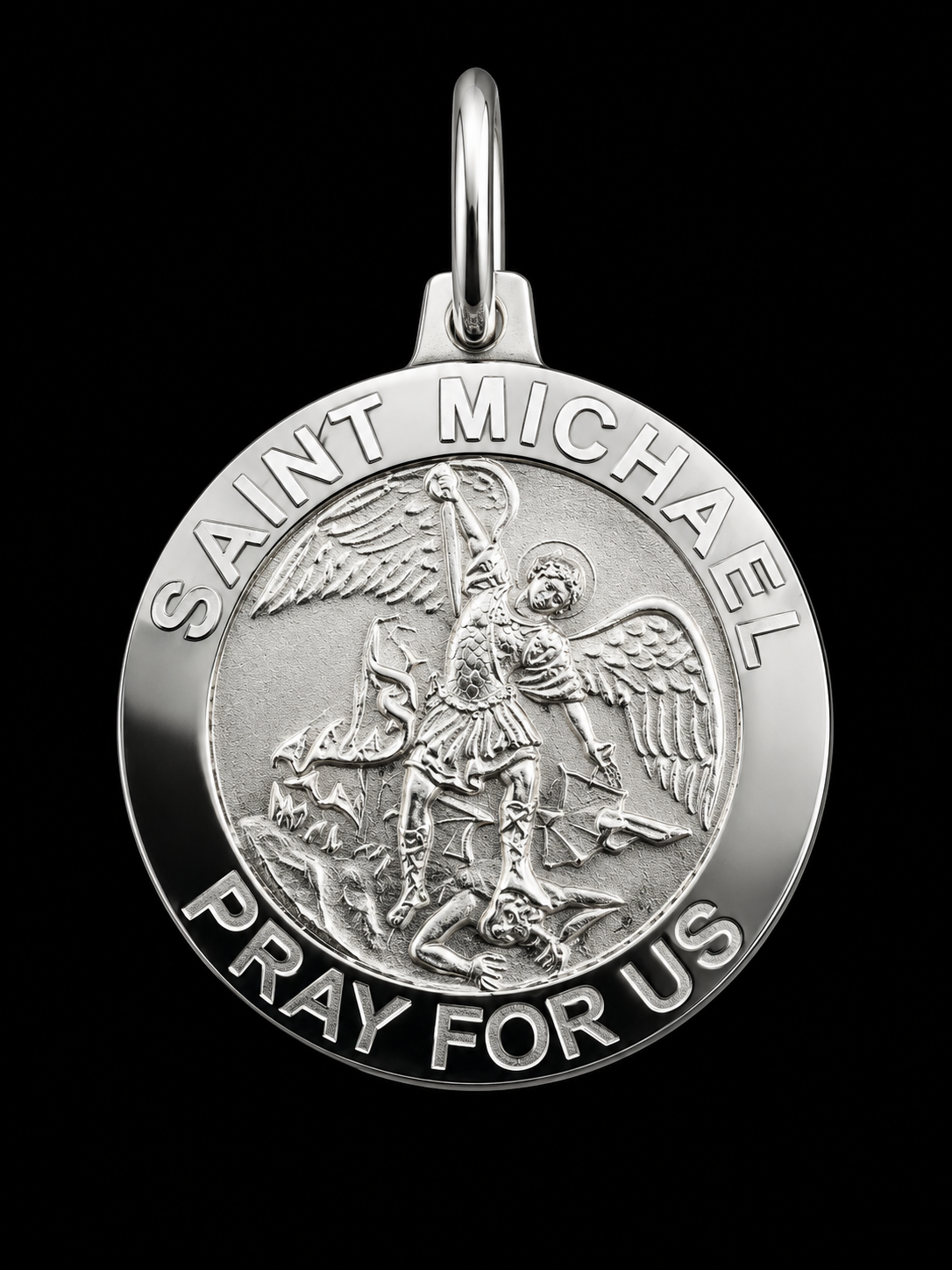 925 Sterling Silver Saint Michael Medal Pendant – "Saint Michael Pray for Us"