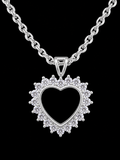 22" |925 Sterling Silver Rhodium-Plated Open Heart CZ Pendant Necklace
