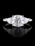 925 Sterling Silver Three-Stone Cushion Cut CZ Ring