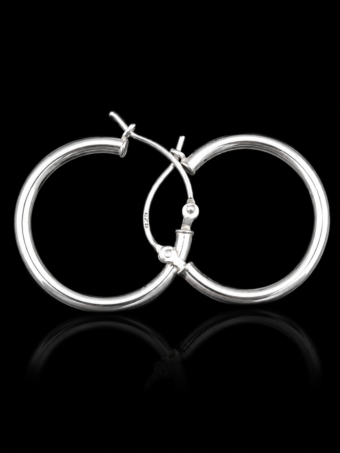 925 Sterling Silver 20 mm Classic Hoop Earrings