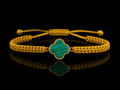 18K Gold Clover Macramé Bracelet | Adjustable Luxury Bracelet | 1.50g