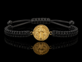 18K Gold San Benito Macramé Bracelet | Adjustable Black Cord | 1.30g