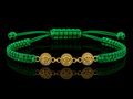 18K Gold Triple Shell Macramé Bracelet | Adjustable Green Cord | 1.10g